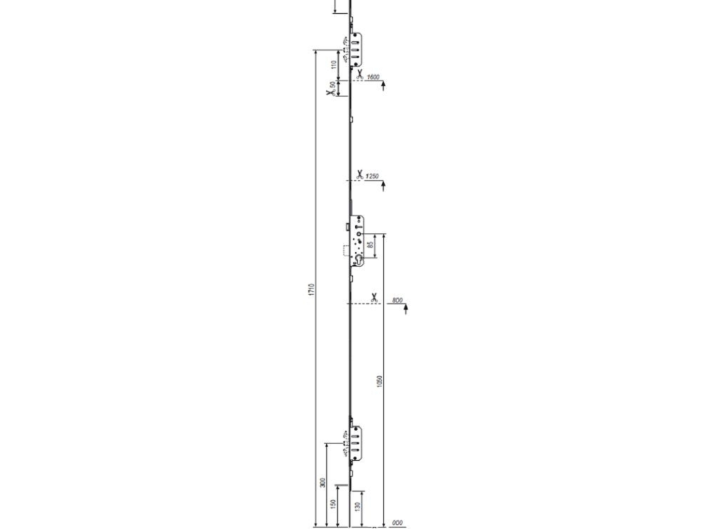 Serratura Infilare Multipunto Cilindro con Scrocco e Catenaccio Poseidon Entrata 60  W112006012   AGB - immagine 2